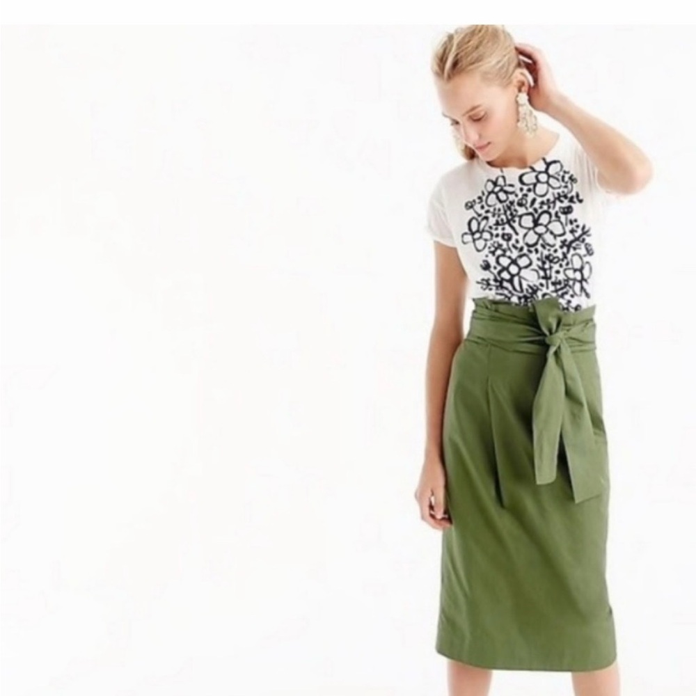 J. Crew paper bag cotton twill midi skirt